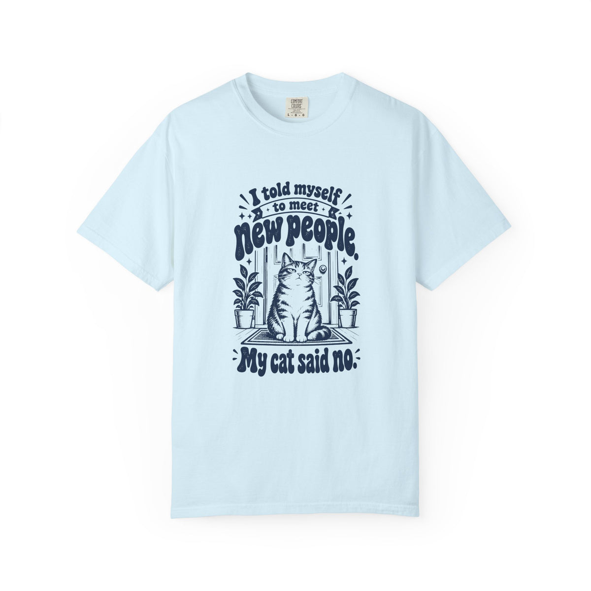 Meet New People – Funny Social Battery T-Shirt – Chambray – Bad Advice Club product mockup