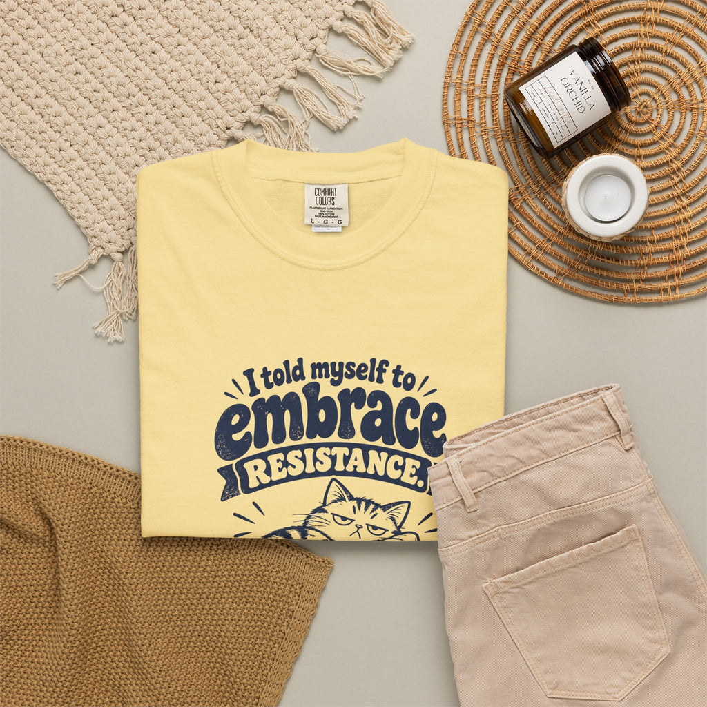 Embrace Resistance – Funny Gym & Fitness T-Shirt – Bad Advice Club product mockup