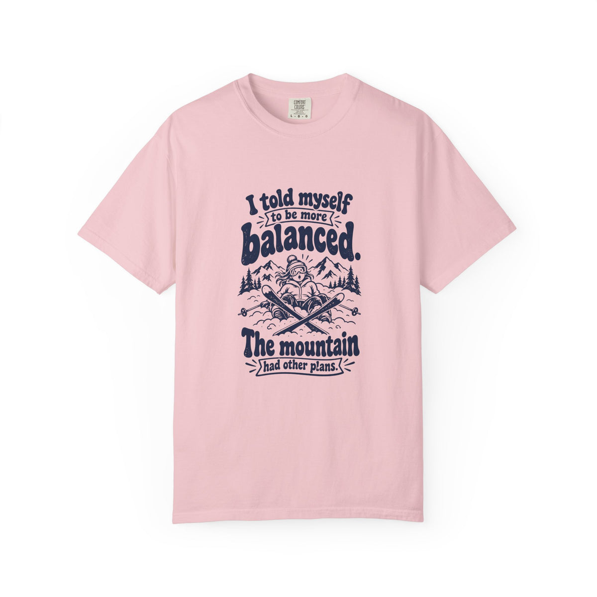 More Balanced – Funny Ski & Snow T-Shirt – Blossom – Bad Advice Club product mockup