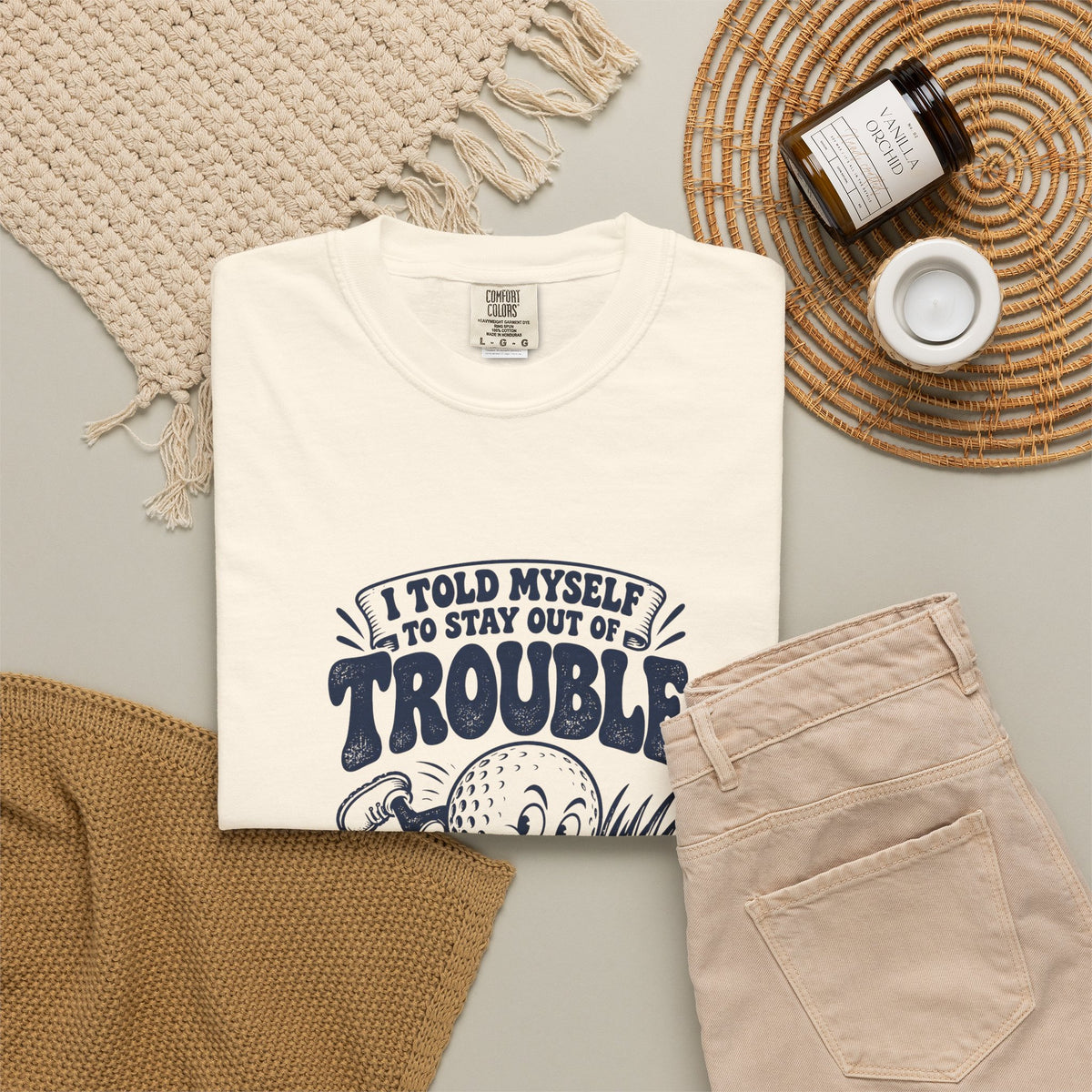Stay Out of Trouble – Funny Golf T-Shirt – Bad Advice Club product mockup