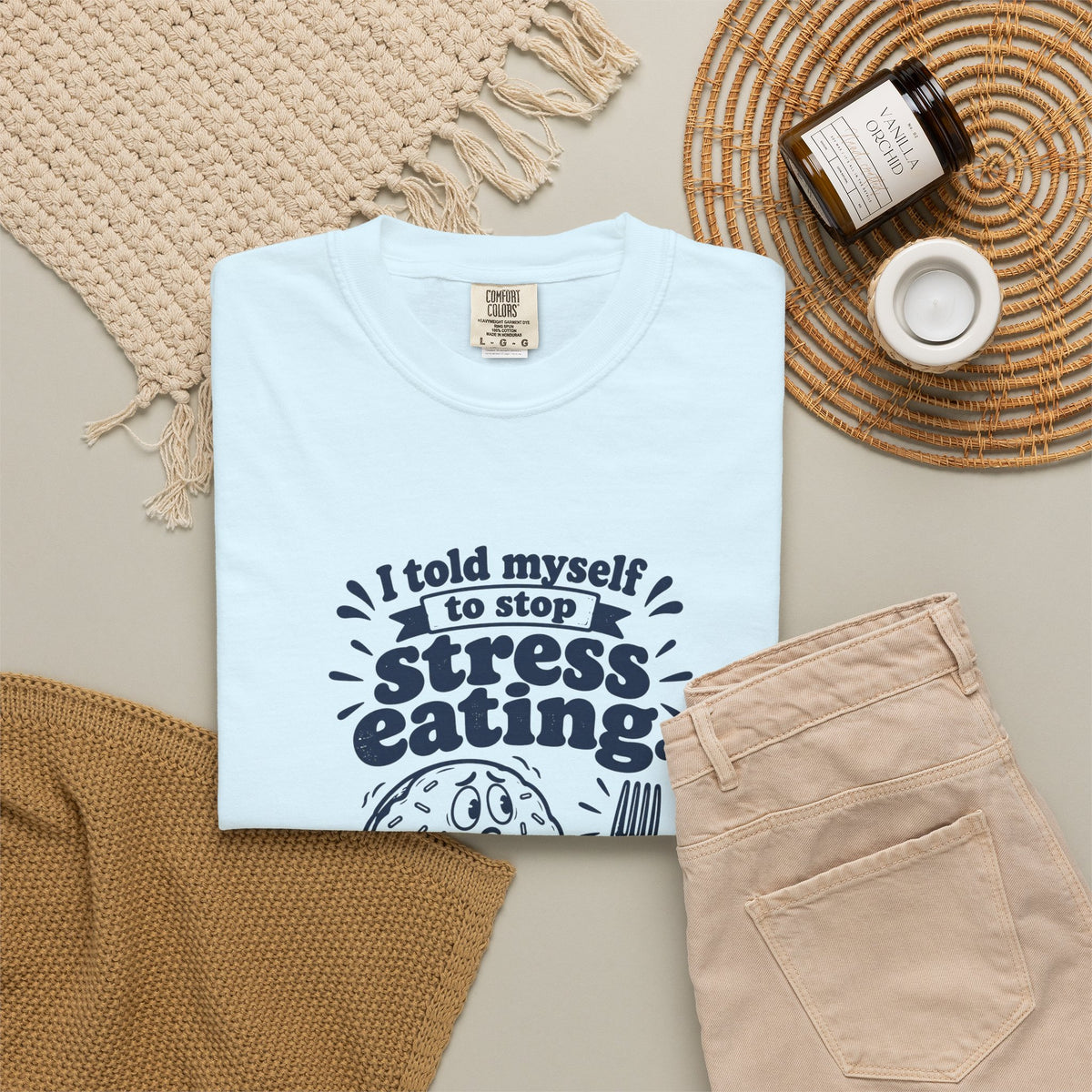 Stress Eating – Funny Food & Coffee T-Shirt – Bad Advice Club product mockup
