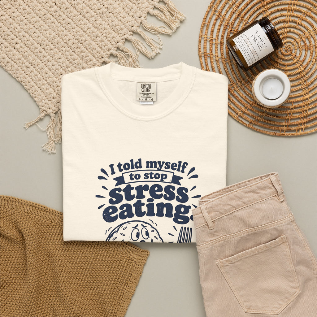Stress Eating – Funny Food & Coffee T-Shirt – Bad Advice Club product mockup