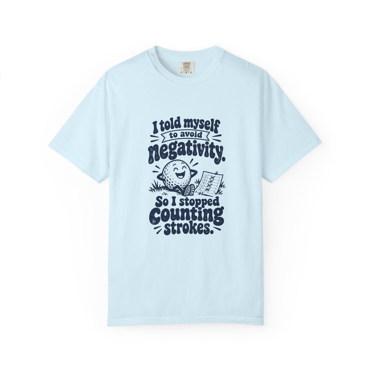 Avoid Negativity – Funny Golf T-Shirt – Chambray – Bad Advice Club product mockup