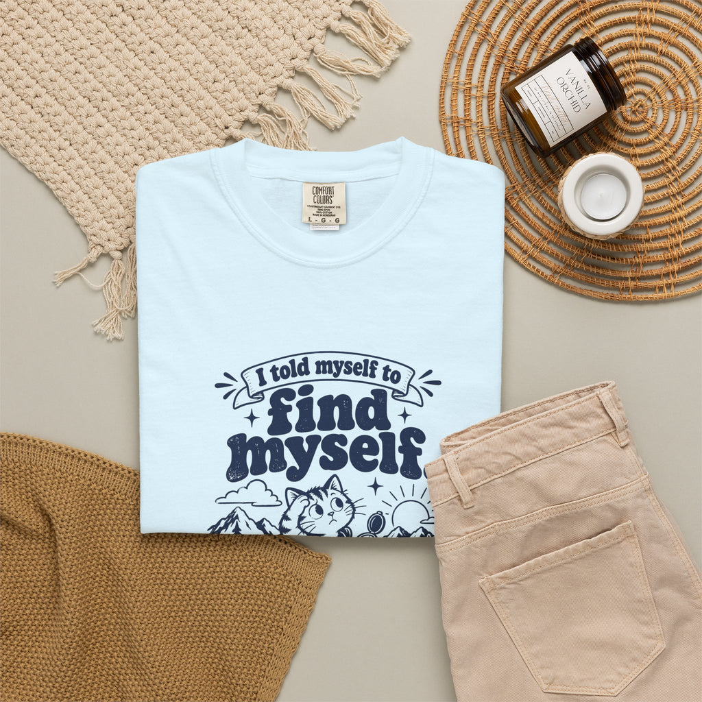 Find Myself – Funny Outdoor Escapes T-Shirt – Bad Advice Club product mockup