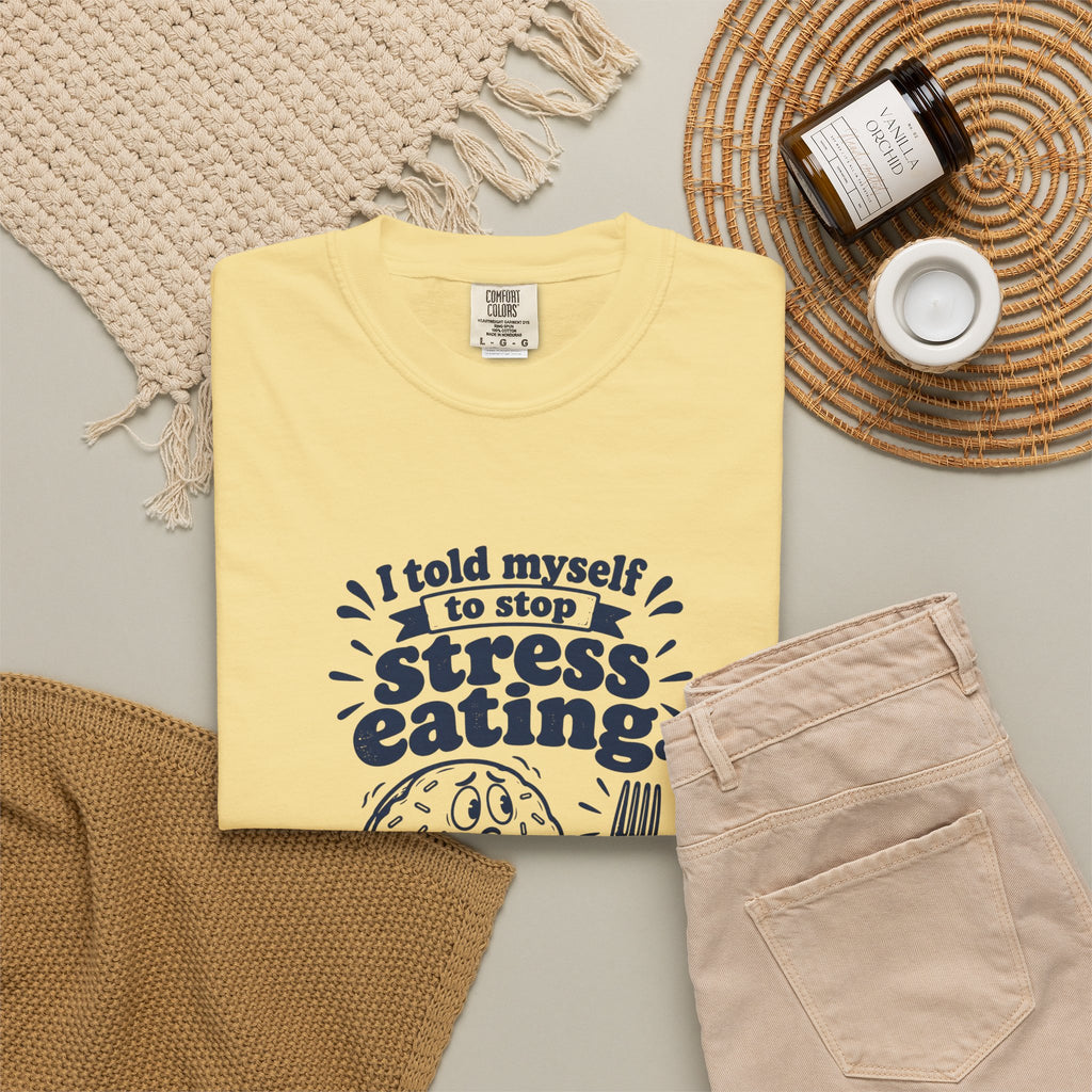 Stress Eating – Funny Food & Coffee T-Shirt – Bad Advice Club product mockup