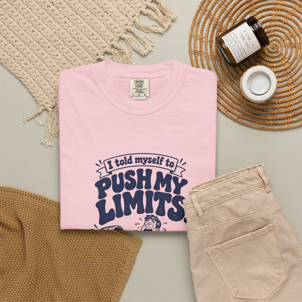 Push My Limits – Funny Gym & Fitness T-Shirt – Bad Advice Club product mockup