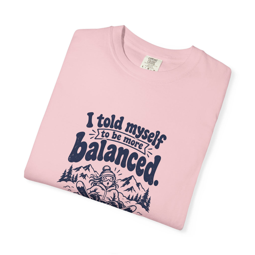 More Balanced – Funny Ski & Snow T-Shirt – Bad Advice Club product mockup