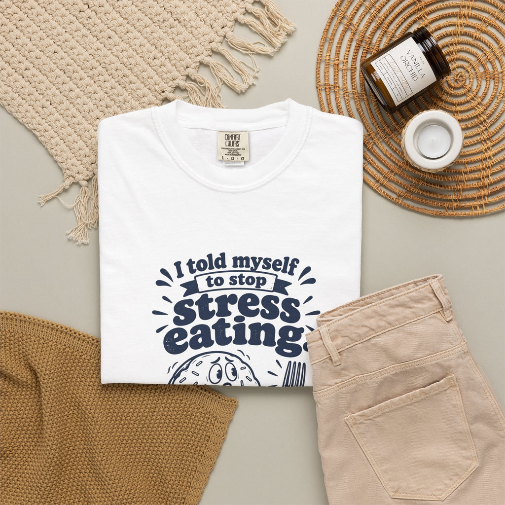Stress Eating – Funny Food & Coffee T-Shirt – Bad Advice Club product mockup
