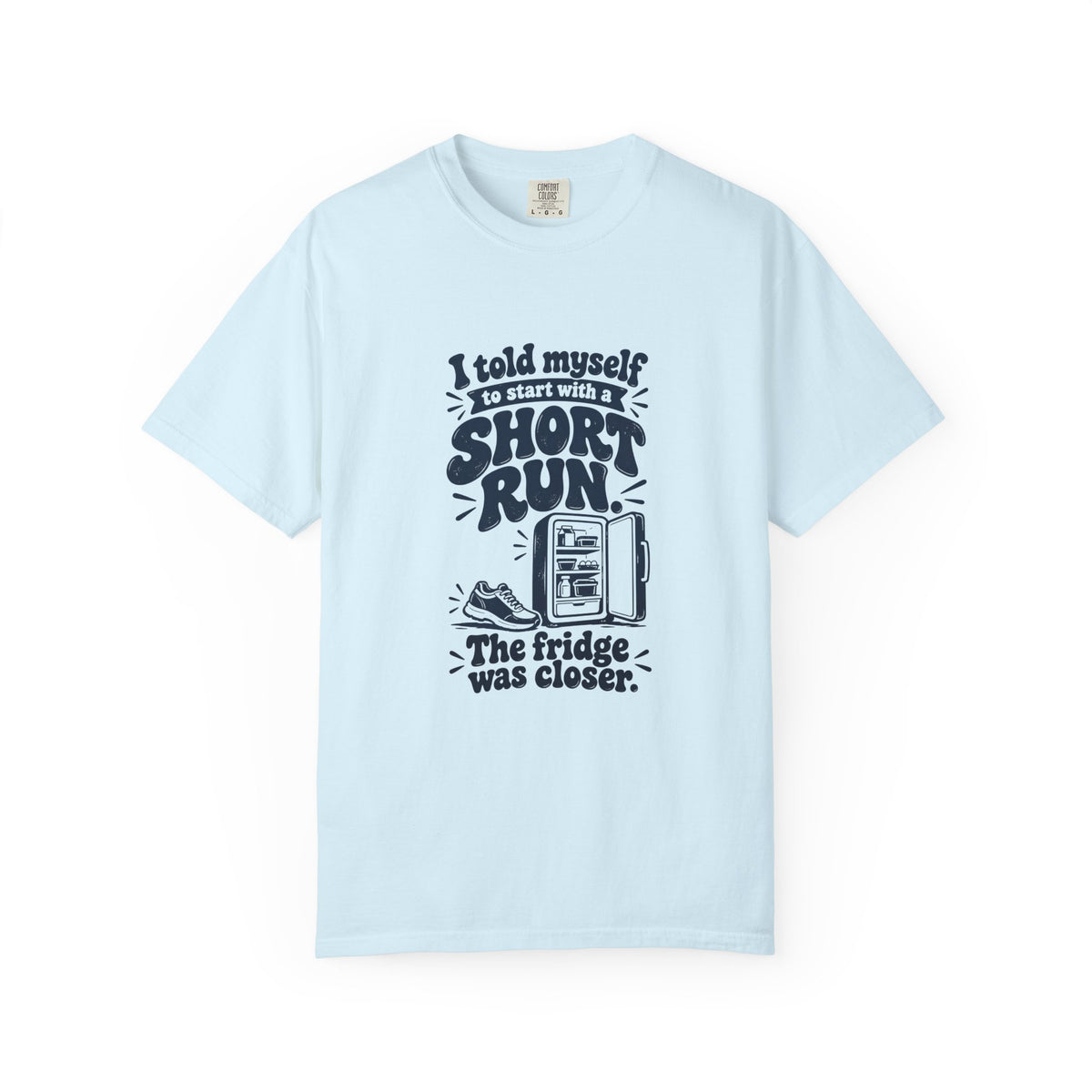 Short Run – Funny Running T-Shirt – Chambray – Bad Advice Club product mockup