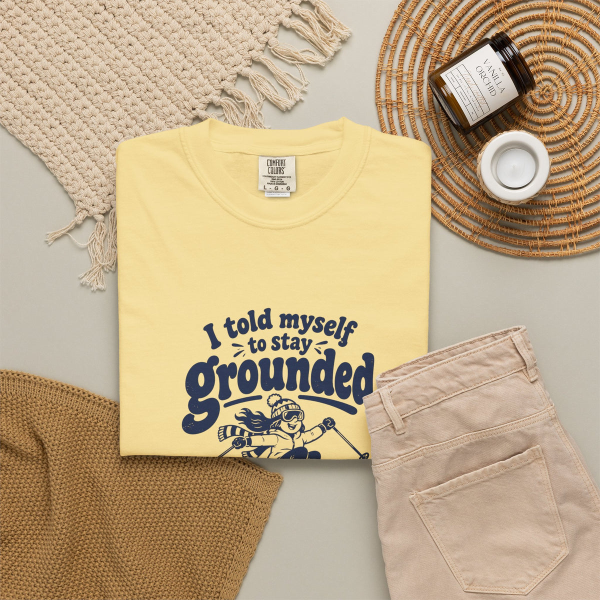 Stay Grounded – Funny Ski & Snow T-Shirt – Bad Advice Club product mockup