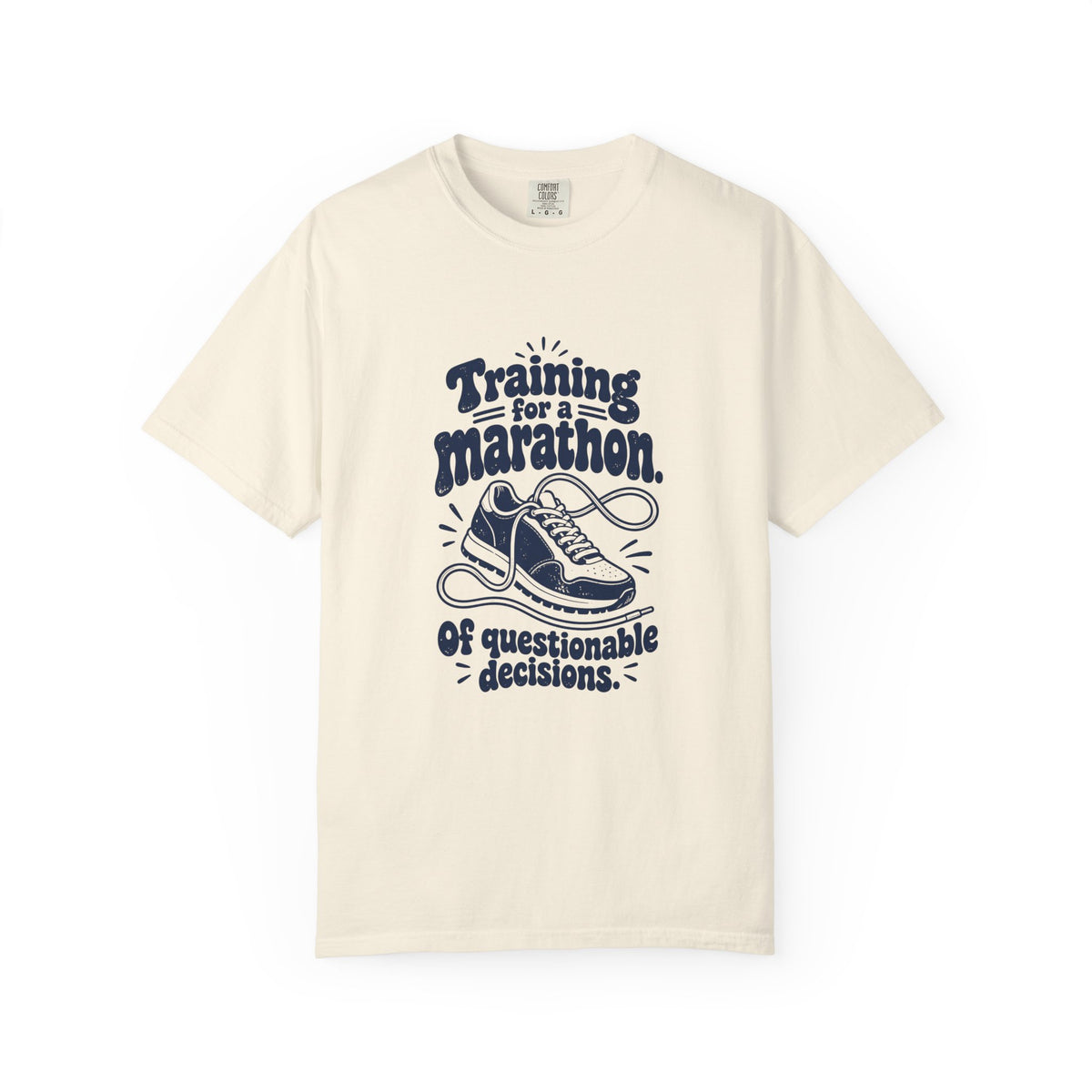 Questionable Marathon – Funny Running T-Shirt – Ivory – Bad Advice Club product mockup