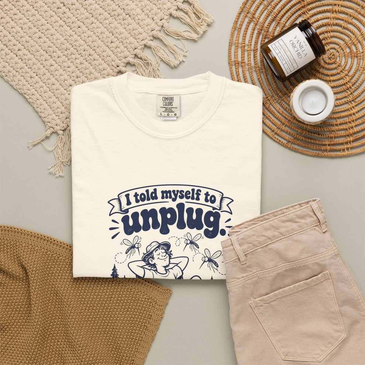 Unplug – Funny Outdoor Escapes T-Shirt – Bad Advice Club product mockup