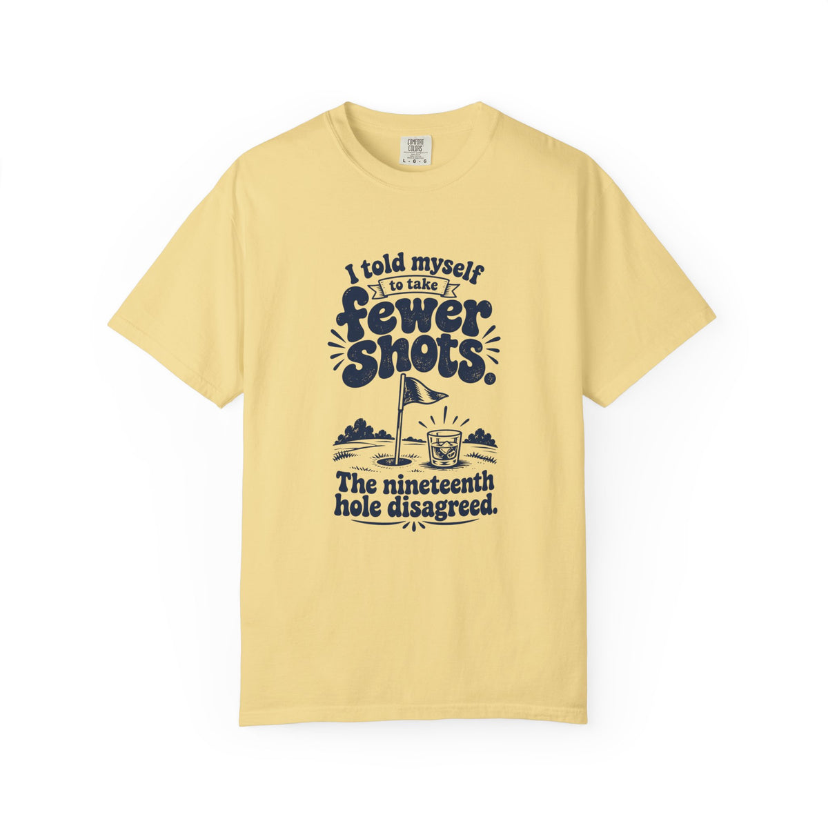 Fewer Shots – Funny Golf T-Shirt – Butter – Bad Advice Club product mockup
