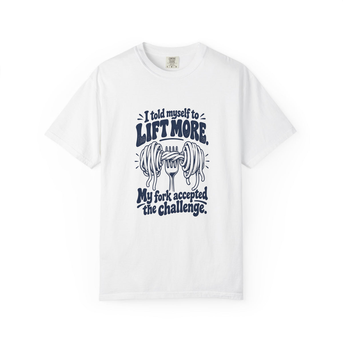 Lift More – Funny Gym & Fitness T-Shirt – White – Bad Advice Club product mockup