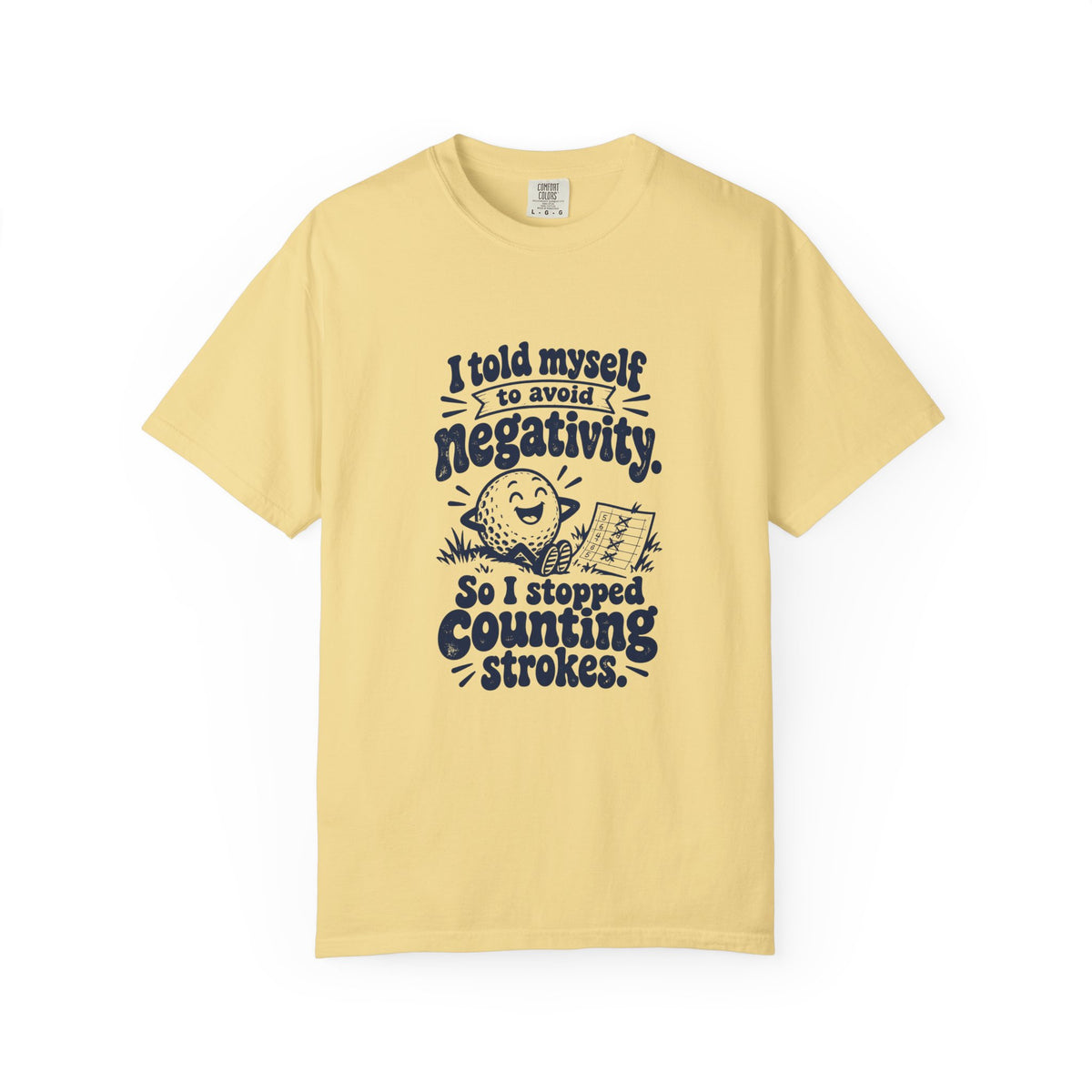Avoid Negativity – Funny Golf T-Shirt – Butter – Bad Advice Club product mockup