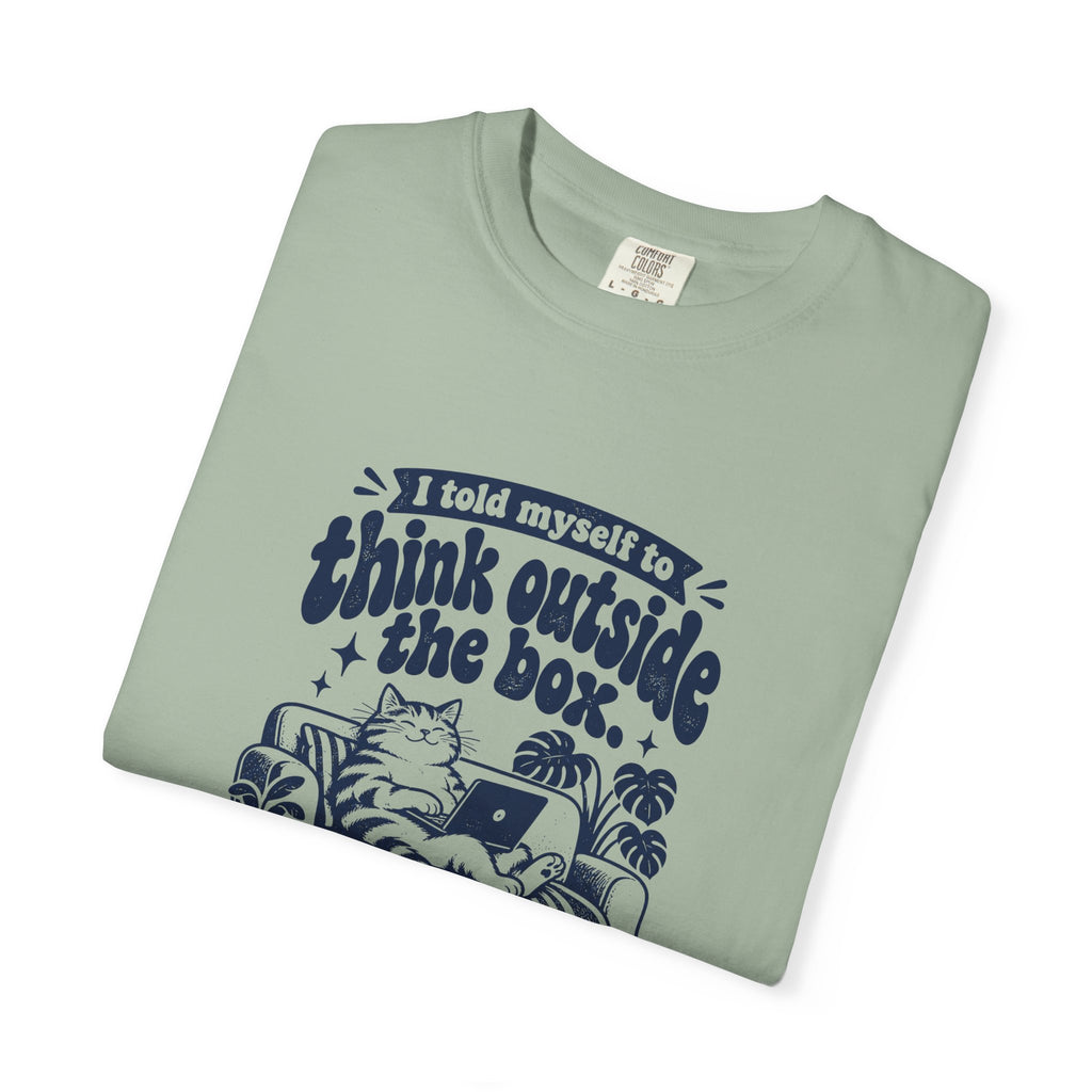 Outside the Box – Funny Work & Procrastination T-Shirt – Bad Advice Club product mockup