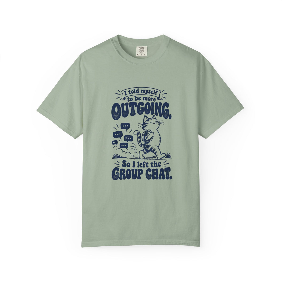 More Outgoing – Funny Social Battery T-Shirt – Bay – Bad Advice Club product mockup