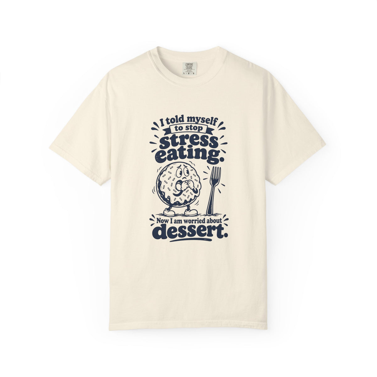 Stress Eating – Funny Food & Coffee T-Shirt – Ivory – Bad Advice Club product mockup