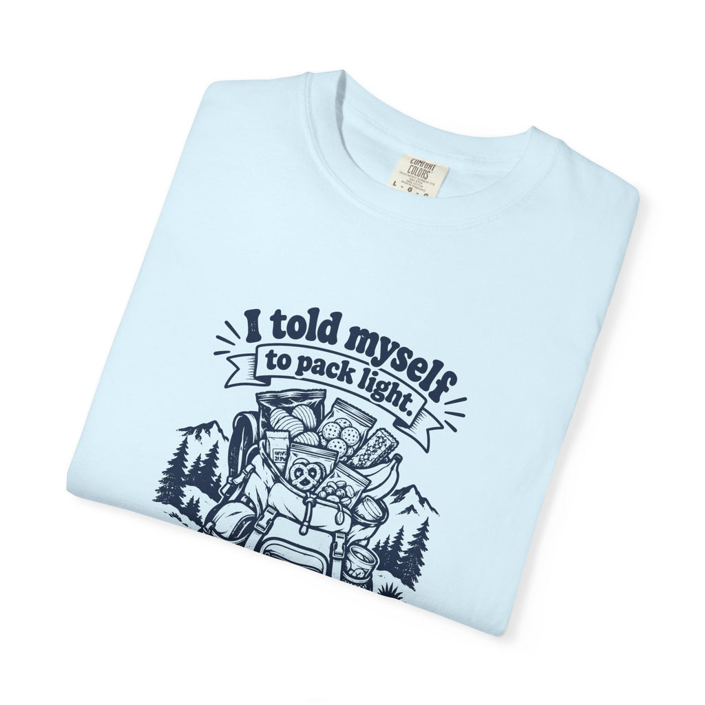 Pack Light – Funny Outdoor Escapes T-Shirt – Bad Advice Club product mockup