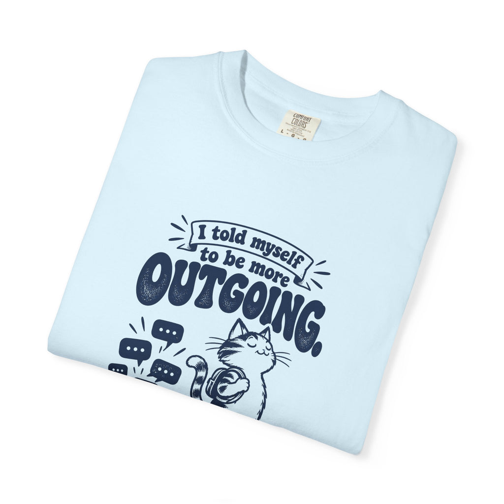More Outgoing – Funny Social Battery T-Shirt – Bad Advice Club product mockup
