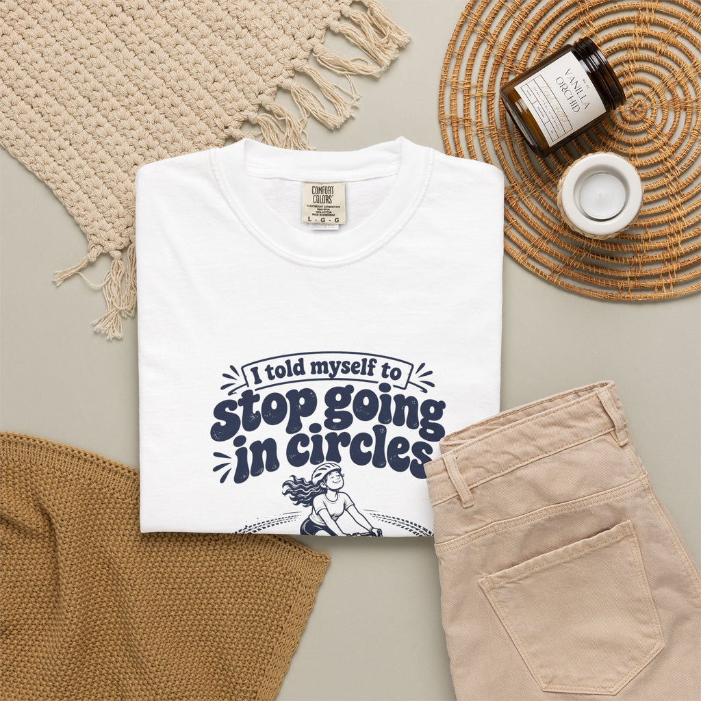 Going in Circles – Funny Cycling T-Shirt – Bad Advice Club product mockup