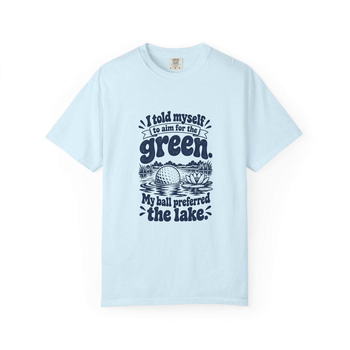 Aim for the Green – Funny Golf T-Shirt – Chambray – Bad Advice Club product mockup