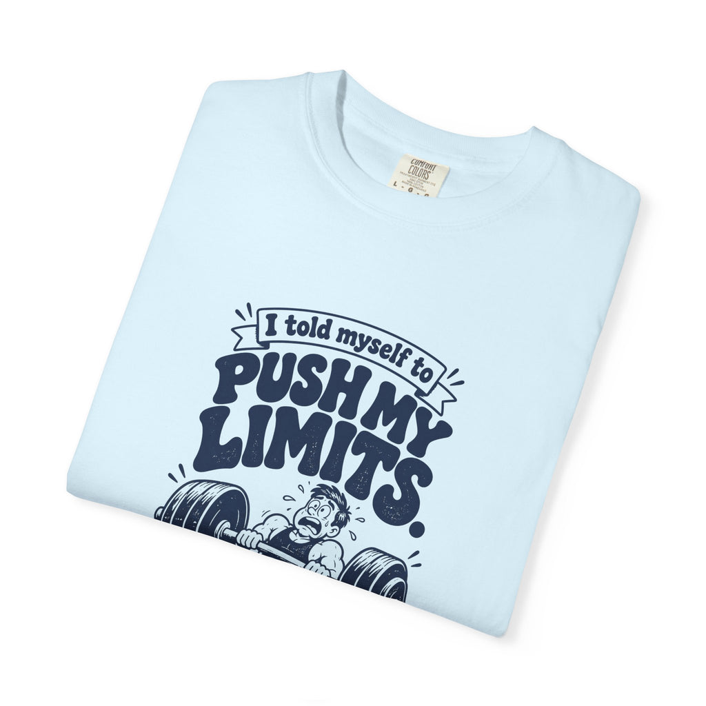 Push My Limits – Funny Gym & Fitness T-Shirt – Bad Advice Club product mockup