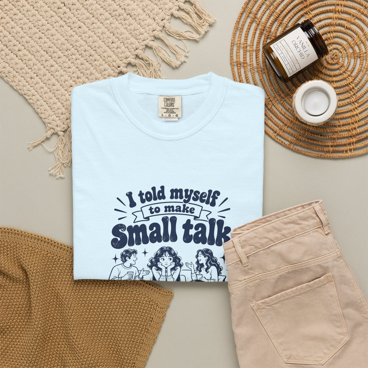 Small Talk – Funny Social Battery T-Shirt – Bad Advice Club product mockup