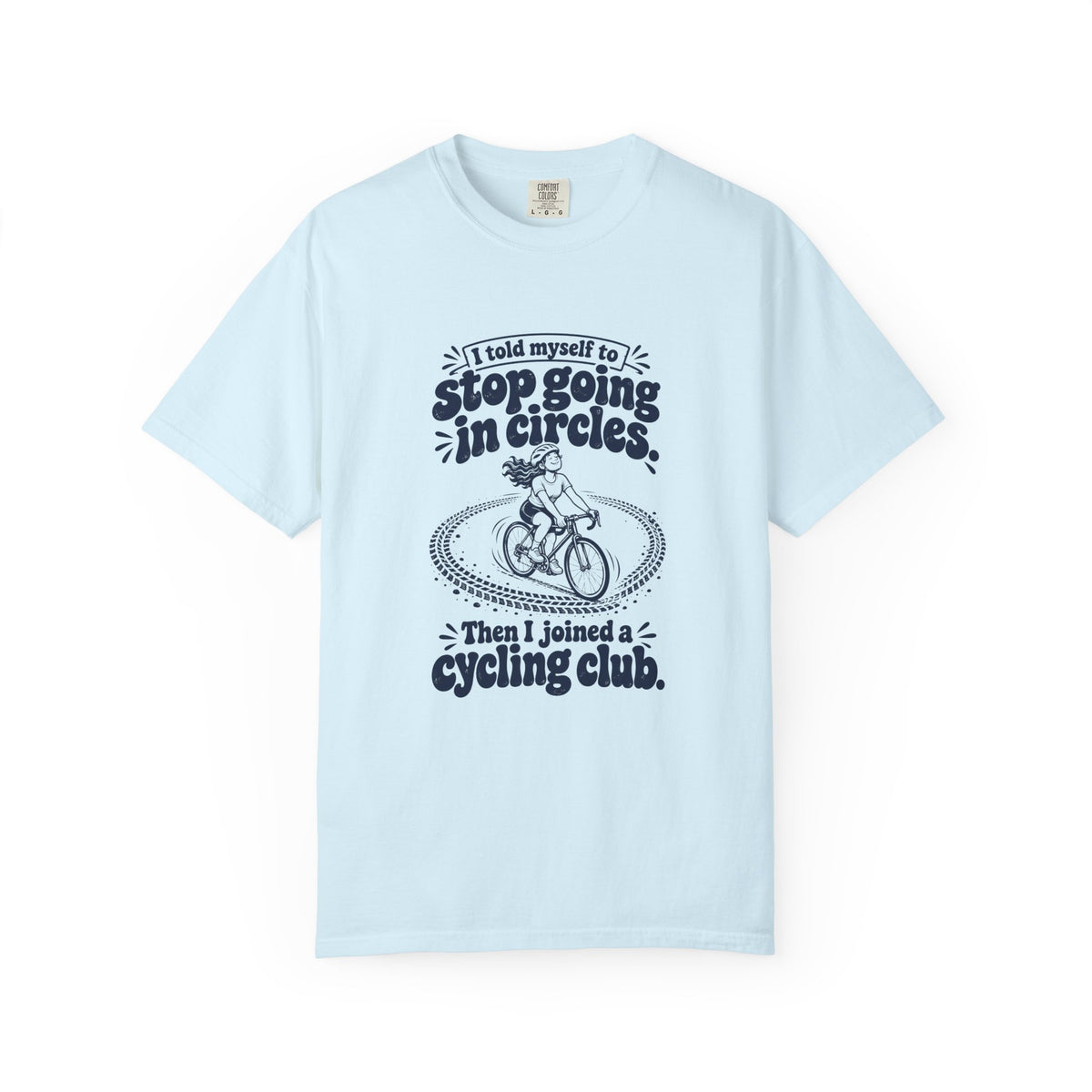 Going in Circles – Funny Cycling T-Shirt – Chambray – Bad Advice Club product mockup