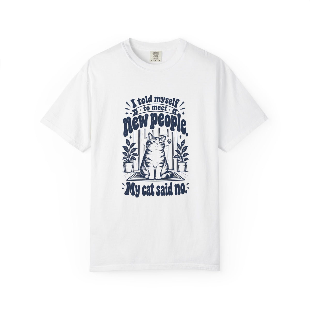 Meet New People – Funny Social Battery T-Shirt – White – Bad Advice Club product mockup