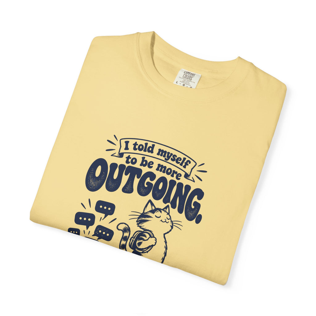 More Outgoing – Funny Social Battery T-Shirt – Bad Advice Club product mockup