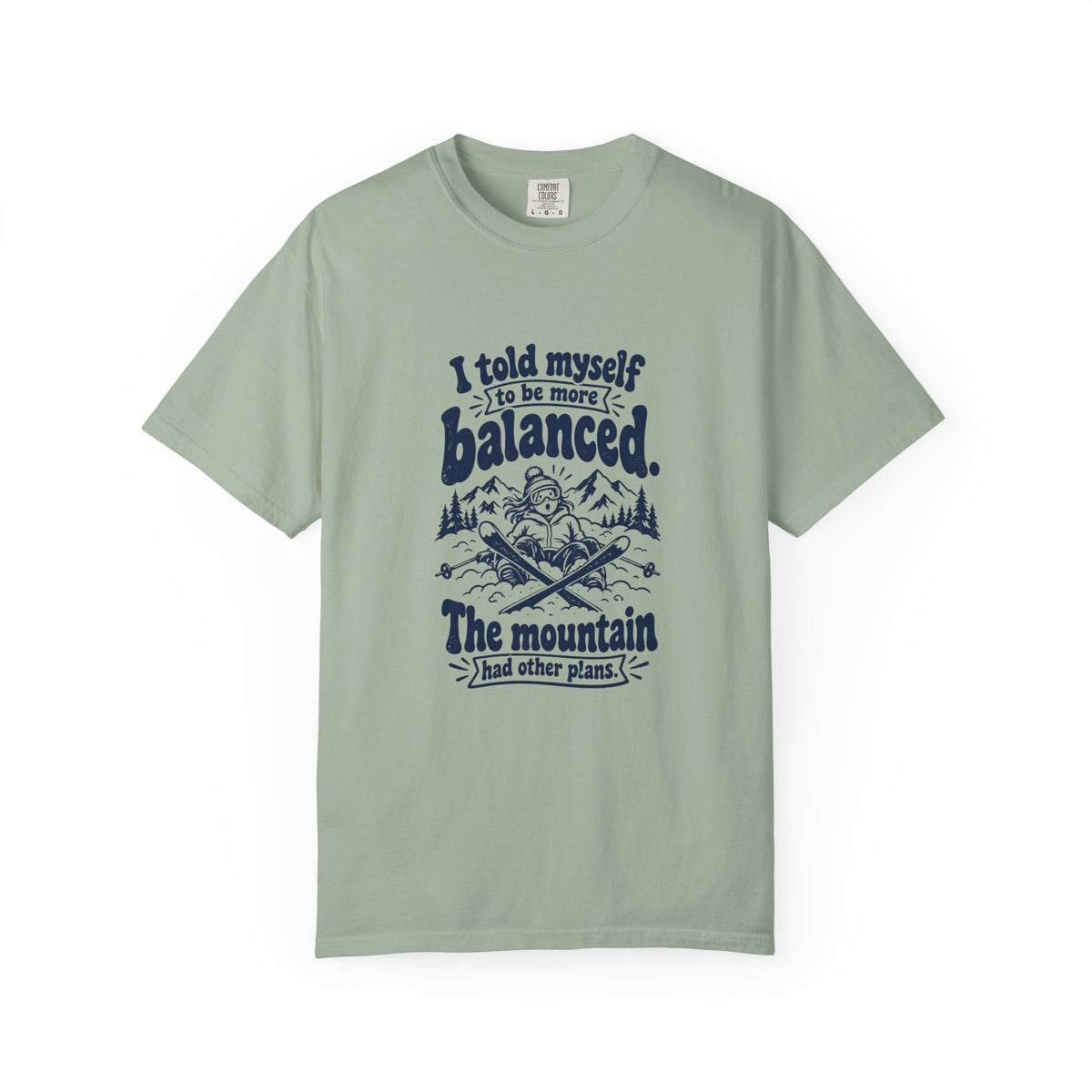 More Balanced – Funny Ski & Snow T-Shirt – Bay – Bad Advice Club product mockup