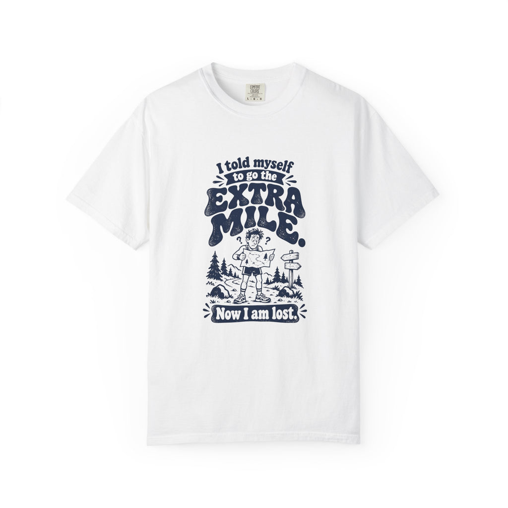 Extra Mile – Funny Running T-Shirt – White – Bad Advice Club product mockup