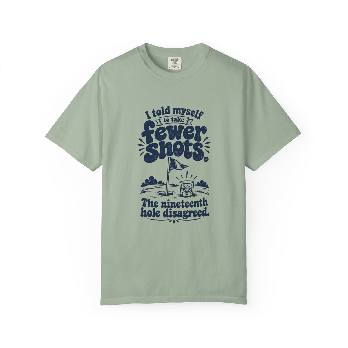 Fewer Shots – Funny Golf T-Shirt – Bay – Bad Advice Club product mockup