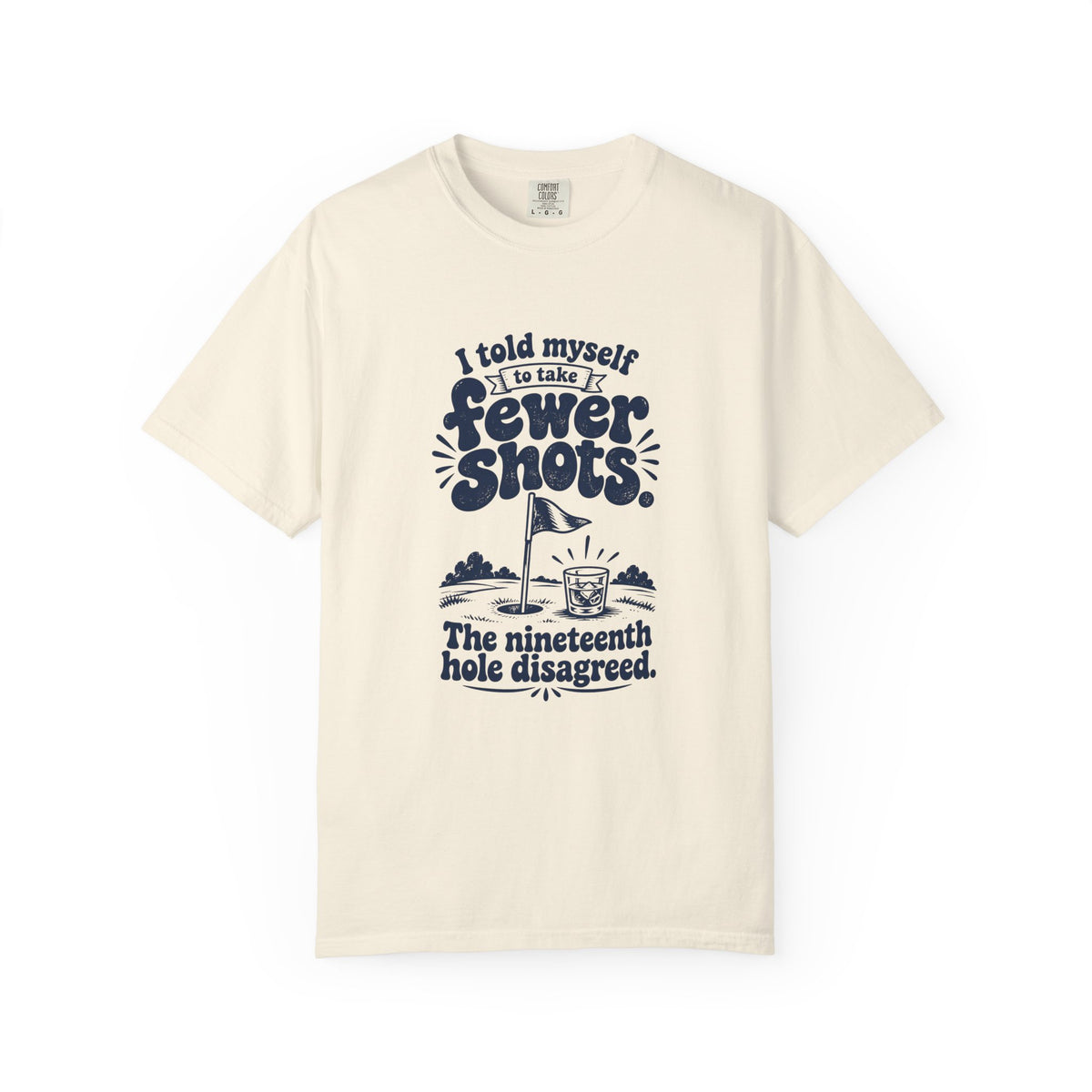 Fewer Shots – Funny Golf T-Shirt – Ivory – Bad Advice Club product mockup