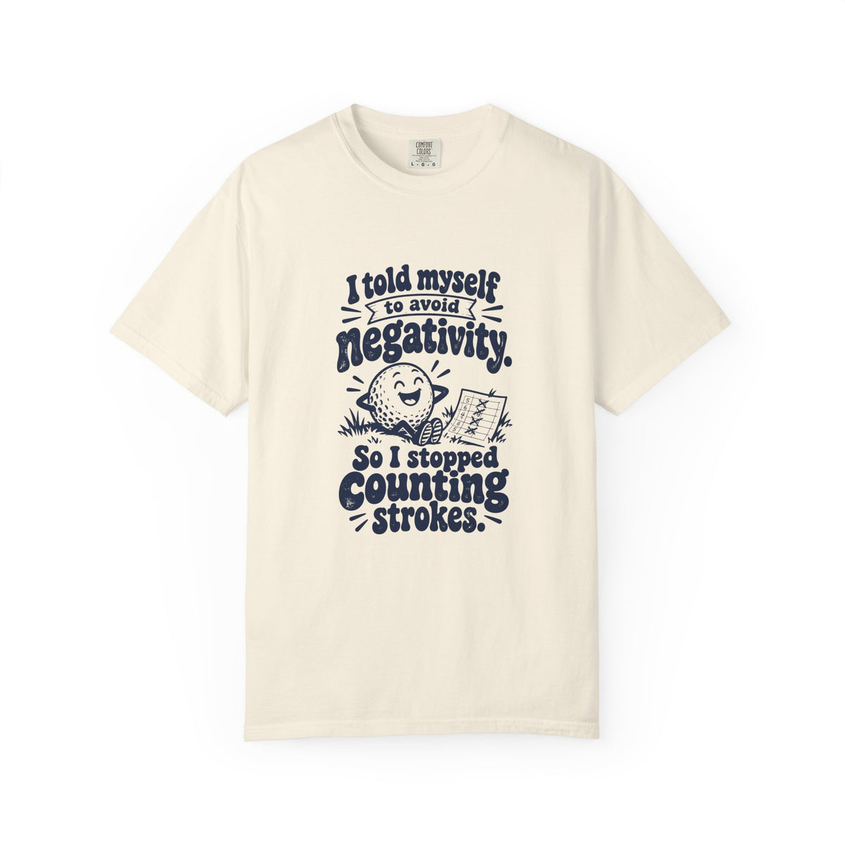 Avoid Negativity – Funny Golf T-Shirt – Ivory – Bad Advice Club product mockup