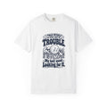 Stay Out of Trouble – Funny Golf T-Shirt – White – Bad Advice Club product mockup