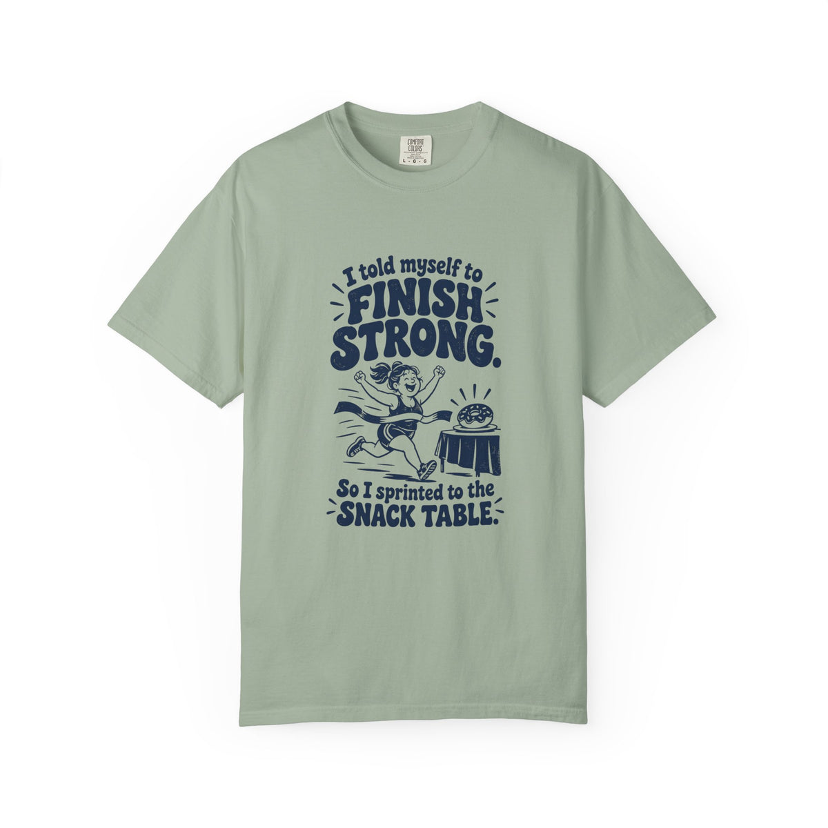 Finish Strong – Funny Running T-Shirt – Bay – Bad Advice Club product mockup