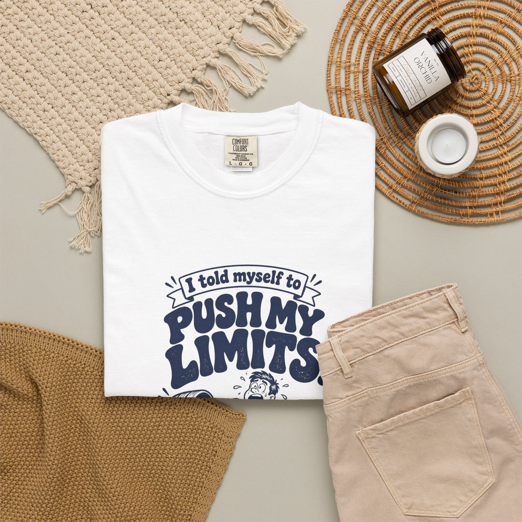 Push My Limits – Funny Gym & Fitness T-Shirt – Bad Advice Club product mockup