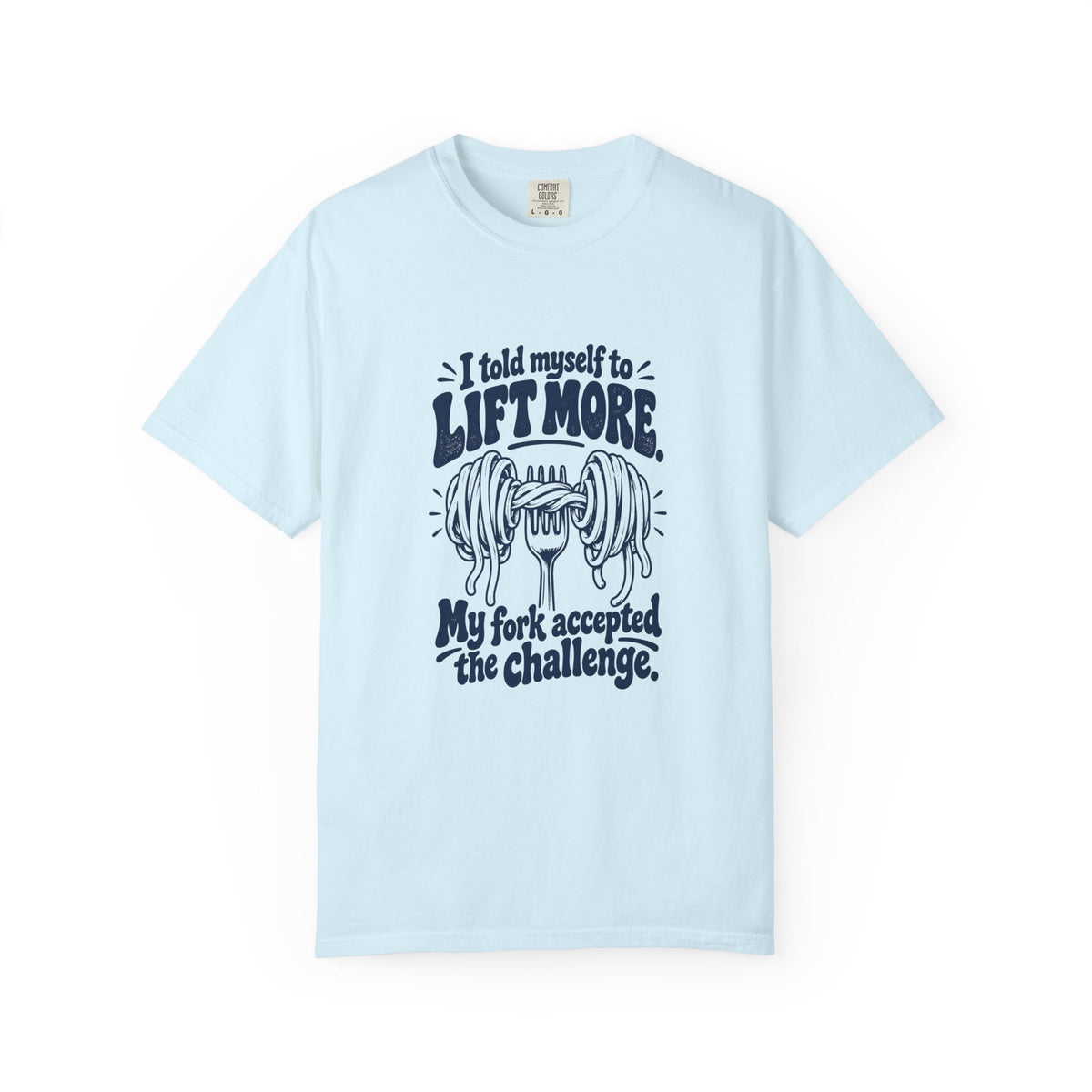 Lift More – Funny Gym & Fitness T-Shirt – Chambray – Bad Advice Club product mockup