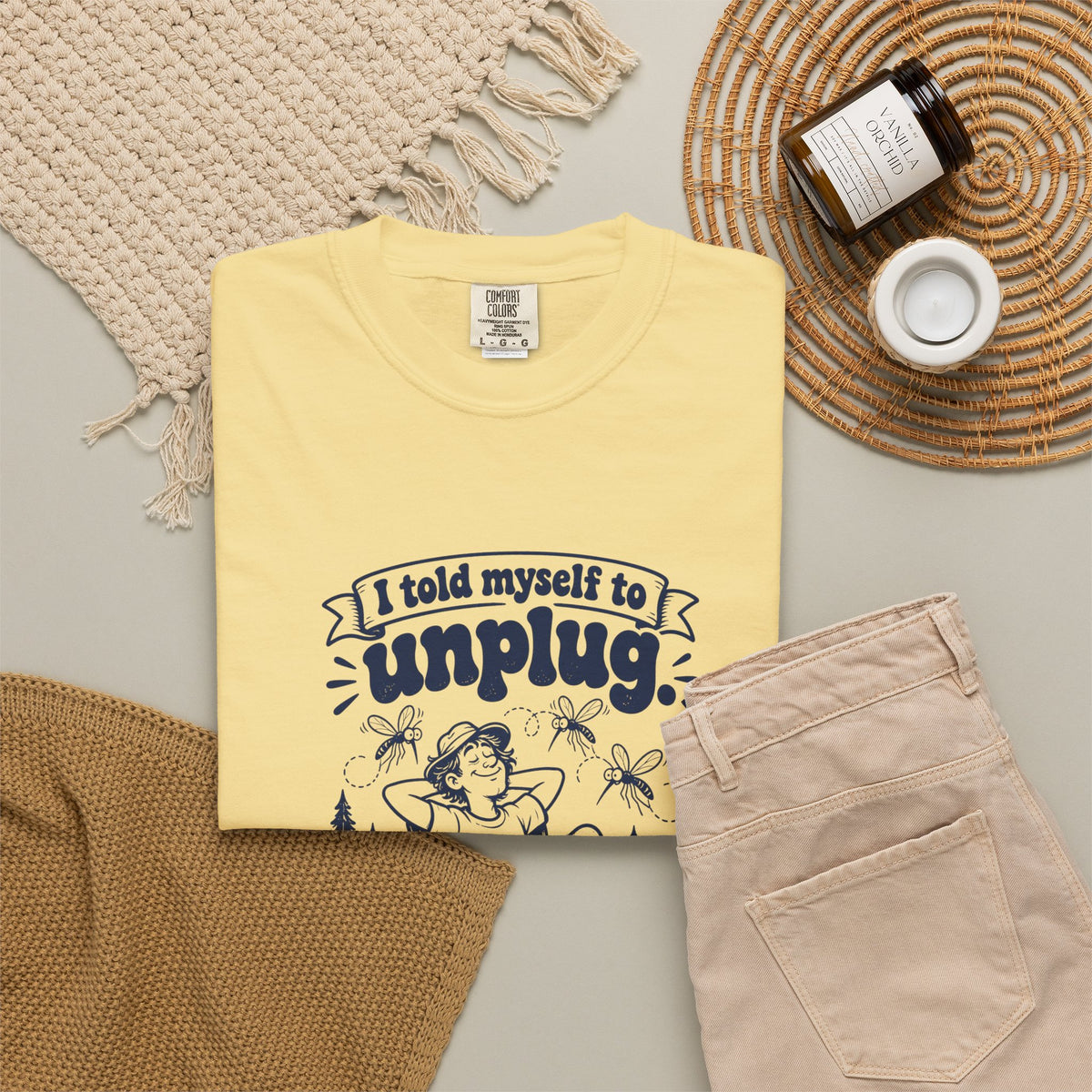 Unplug – Funny Outdoor Escapes T-Shirt – Bad Advice Club product mockup