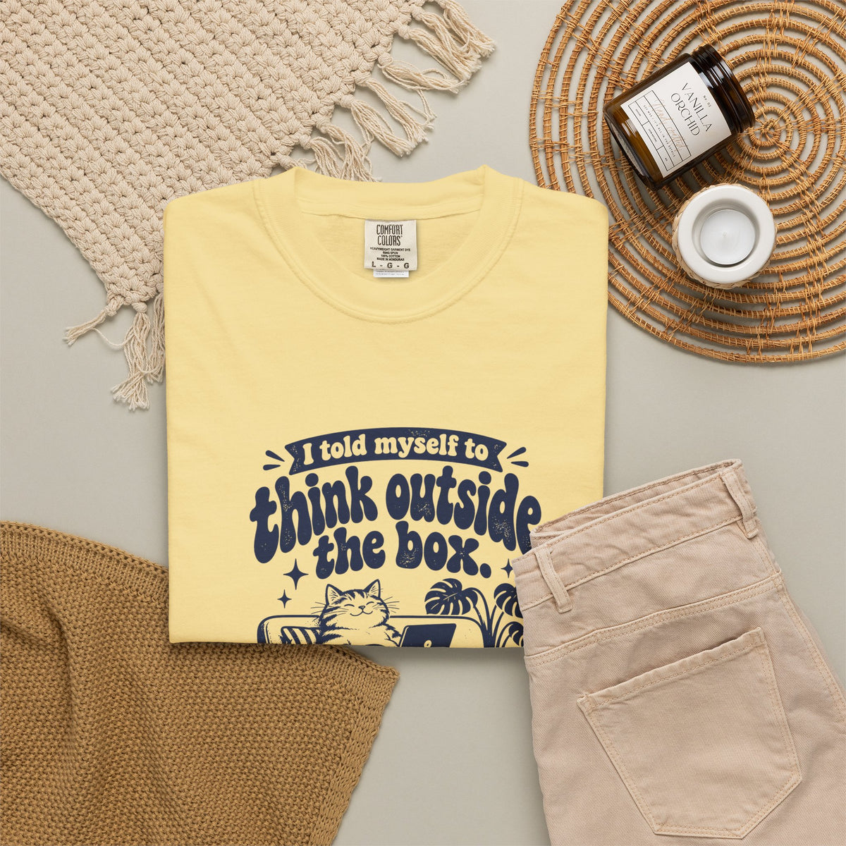 Outside the Box – Funny Work & Procrastination T-Shirt – Bad Advice Club product mockup