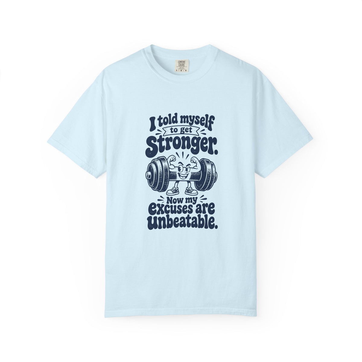 Stronger Excuses – Funny Gym & Fitness T-Shirt – Chambray – Bad Advice Club product mockup