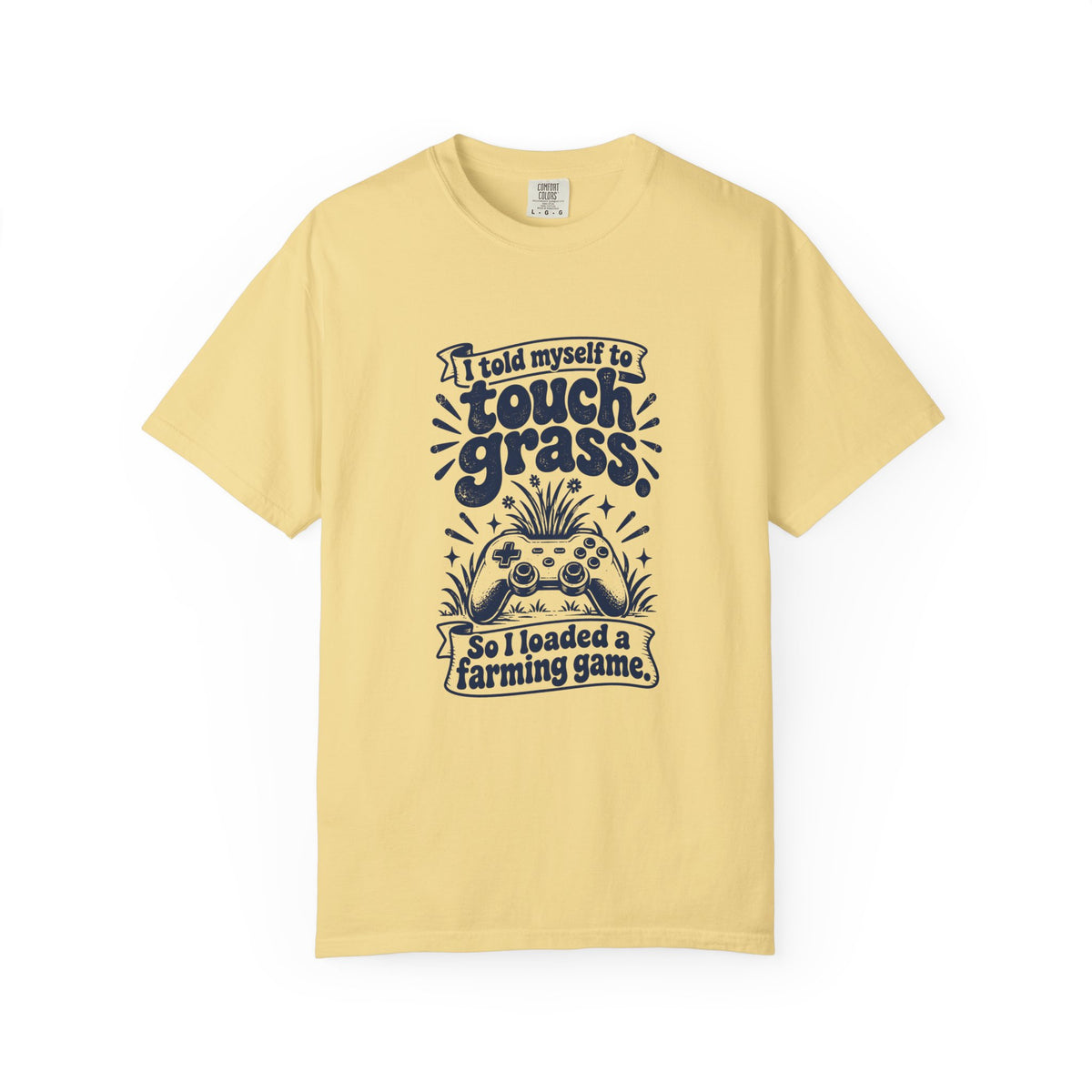 Touch Grass – Funny Gaming T-Shirt – Butter – Bad Advice Club product mockup