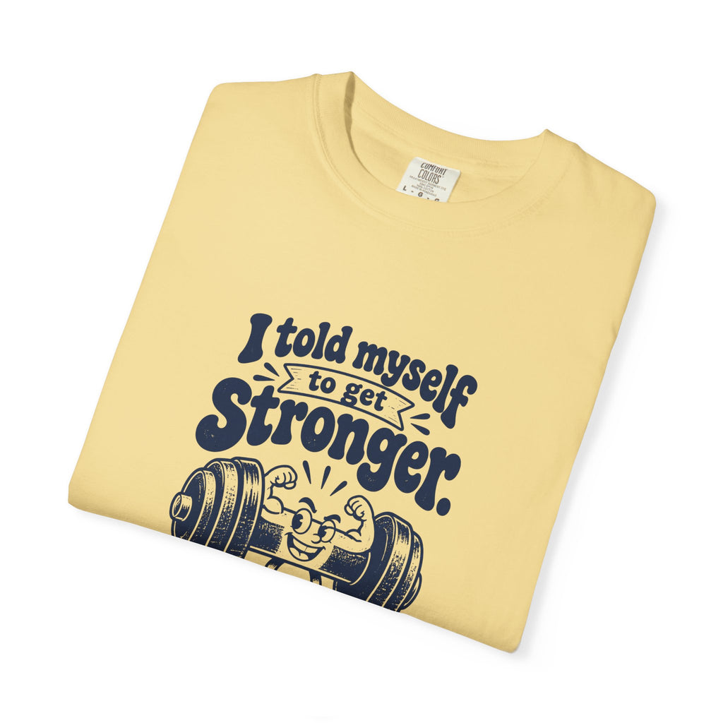 Stronger Excuses – Funny Gym & Fitness T-Shirt – Bad Advice Club product mockup