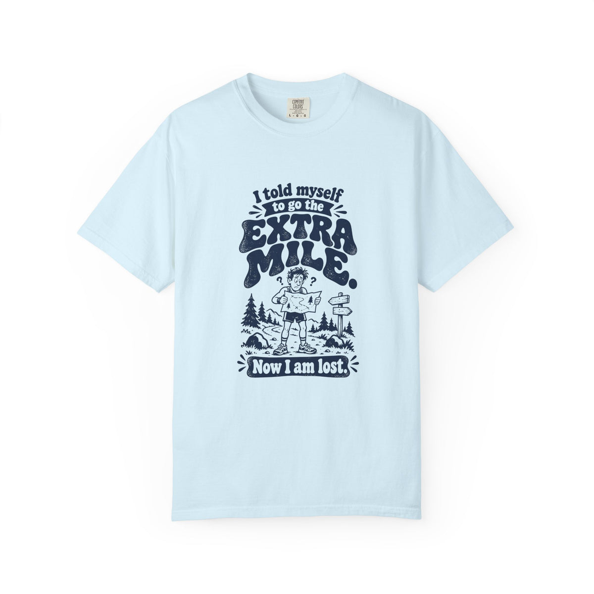 Extra Mile – Funny Running T-Shirt – Chambray – Bad Advice Club product mockup