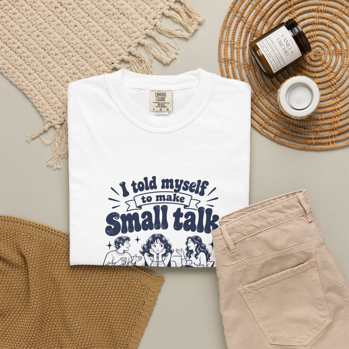 Small Talk – Funny Social Battery T-Shirt – Bad Advice Club product mockup