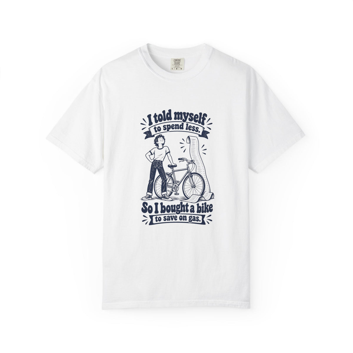 Save on Gas – Funny Cycling T-Shirt – White – Bad Advice Club product mockup