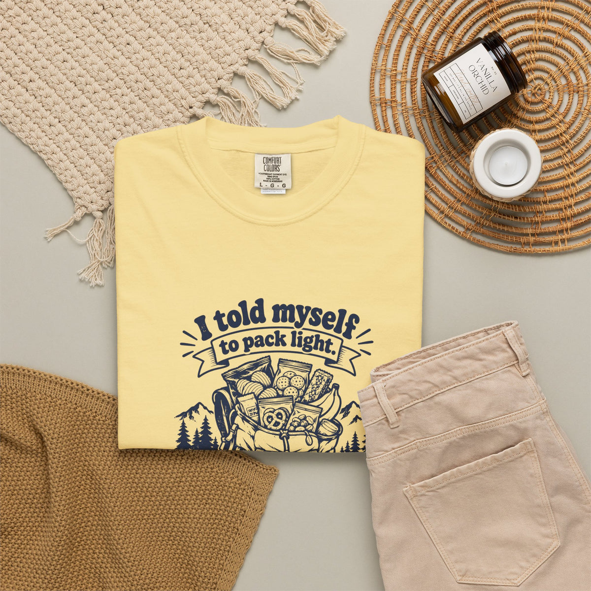 Pack Light – Funny Outdoor Escapes T-Shirt – Bad Advice Club product mockup